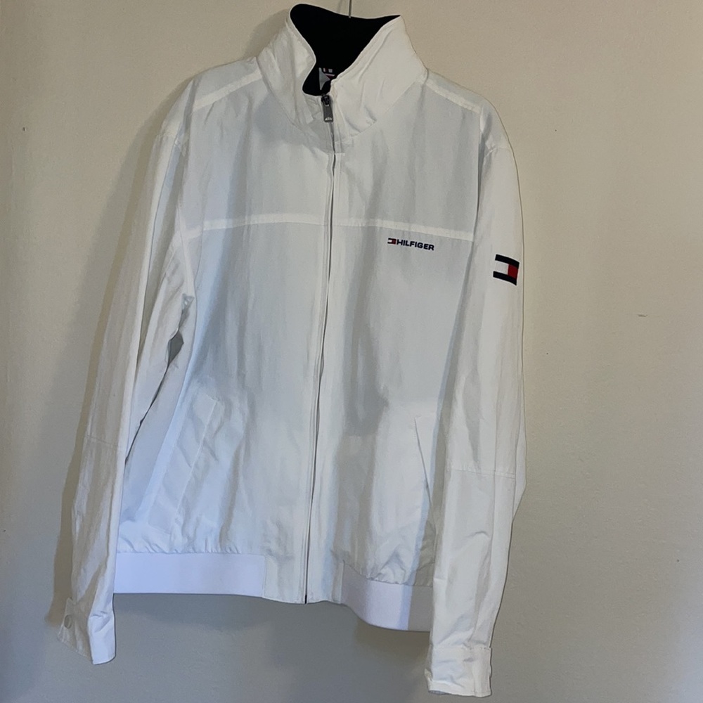 NWT TOMMY HILFIGER Men's Water Resistant Windbreaker Jacket Coat White 2XL